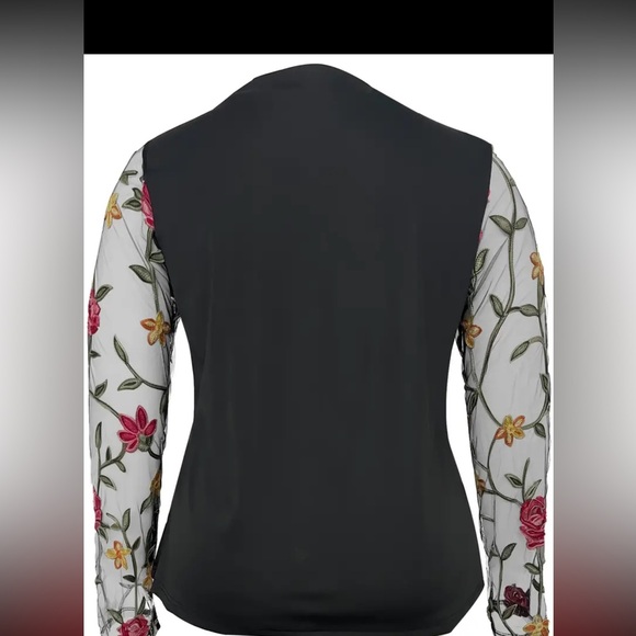 140. Floral Embroidered Open Front Blazer, Elegant Long Sleeve Blazer For - Picture 3 of 3